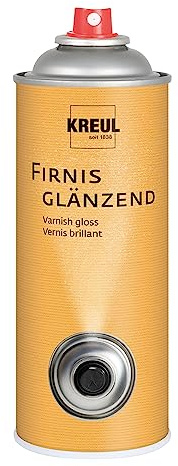 KREUL 823400 - Firnis glänzend, 400 ml Spraydose, sehr elastischer Schlussfirnis, erhöht die Haltbarkeit gegenüber äußeren Einflüssen, nicht gilbend, trocknet wasserfest, Gelb