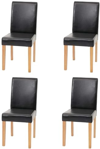Mendler 4er-Set Esszimmerstuhl Littau - Kunstleder, schwarz helle Beine | Stuhl, Küchenstuhl, MVG-Zertifiziert