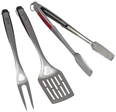 Char-Broil 140 767 - Set Utensili 3 Pezzi Comfort Grip, Acciaio Inox.