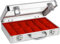 SAFE 265-1 Caja de Almacenamiento de Relojes de aluminio para 12 Relojes Porta Joyas en terciopelo rojo - caja de reloj con cerradura, tapa de cristal y cojín de reloj extraíble
