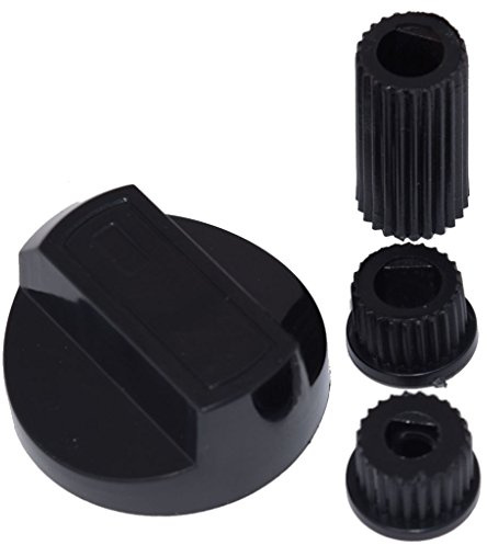 Yourspares Universal Cooker Control Knob | Black Oven & Grill Dial Replacement | Includes 3 Adaptors for All Spindle Sizes | Compatible with Hotpoint Howdens