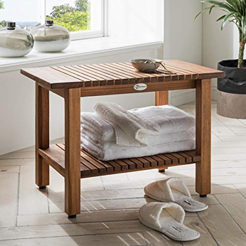 Destiny Beistelltisch SPA & Living geriffelt mit Ablagefach 61x35x44cm Teak