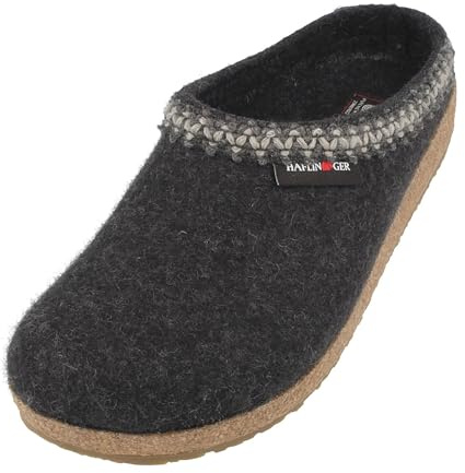 HAFLINGER Grizzly Zigzag Felt Clog Unisex Wool Dark Gray (Charcoral 77) EU 41