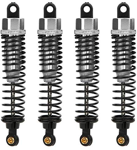 Ammortizzatore RC, Ammortizzatore Idraulico a 4 Pezzi in Metallo CNC Compatibile con HSP 1/10 94111 94188 94108 Auto RC(Argento)