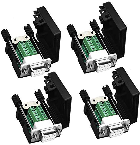 ZHITING 4 Piezas DB9 sin Soldadura RS232 D-Sub Serie a Terminal de Puerto de 9 Pines Adaptador Hembra Conector Placa de conexión (con Tuerca)