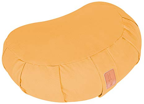 GORILLA SPORTS® yogakudde halvmåne sitthöjd 19 cm orange - meditationskudde med tvättbart bomullsöverdrag och ekologisk speltfyllning