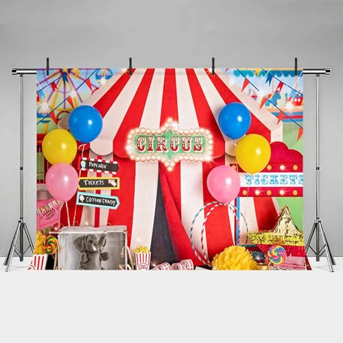 MEHOFOND 2.1x1.5 m Cirque Carnaval thème Toile de Fond pour fête d'anniversaire Table gâteau bébé Douche décoration bannière Photo Shoot Studio Photographie Stand Accessoires