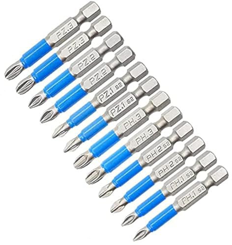 Magnetic Impact Screwdriver Driver Bits Set, 12Pcs Screwdriver Bit Sets Electric Screw Driver Bit Hex Shank Head Drive Bits(PZ1 PZ2 PZ3 PH1 PH2 PH3)