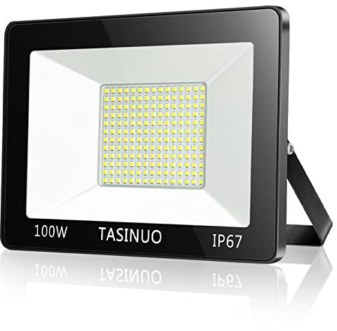 TASINUO Projecteur LED Exterieur 100W, IP67 Imperméable Spot LED Extérieur, 10000LM 7000K Blanc Froid Eclairage de Sécurité, Luminaire Exterieur Pour Patio, Terrasse, Jardin, Garage, Usine