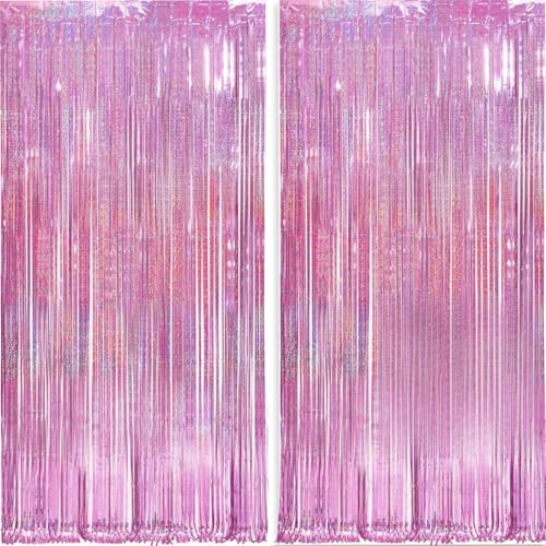 Lametta-Fransenvorhang, Metallic-Folie, Malanku, 2 Stück, 1 m x 2,5 m, Lametta, Türwanddekorationen für Geburtstag, Abschlussfeier, Junggesellinnenabschied, Babyparty, Party