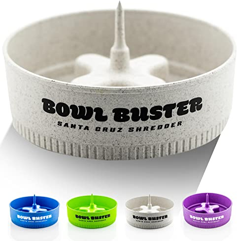 Santa Cruz Bowl Buster Ashtray with protective cap - Poker with Sturdy & Convenient Design - Four large bowl knock platforms, Mess-Free & Heat Resistant Cleaning tool