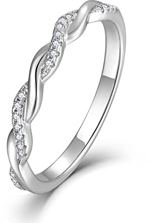 Starnny Damen Ringe Sterling Silber 925 Infinity Unendlichkeit Ringe 3A Cubic Zirkonia Verlobungsring für Damen,49