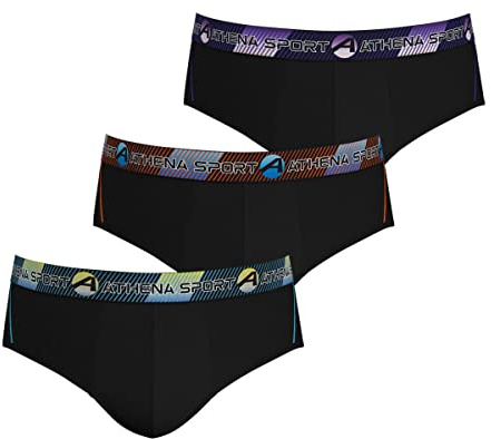 Athena - Lot de 3 Slips Homme Training Dry Taille : 3/M - Couleur : Noir-Noir-Noir