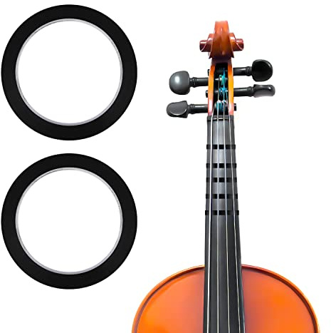 2 Rollen Violin Tape Griffbrett, 66m Cello Tape Instrument Fingering Tape Artist Tape Whiteboard Gridding Tape Violine Zubehör für Anfänger Griffbrett Orchesterinstrumente (Schwarz)