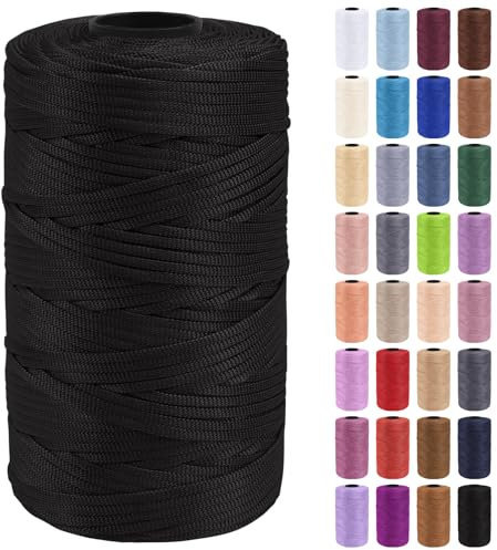 Uiopa Macrame Cord 3mm x 200m Polypropylene Flat Macrame String Crochet Yarn for Handbags, Shopping Bags, Sun Hats, Shoes, Carpets, DIY Crafts, Decorative Projects