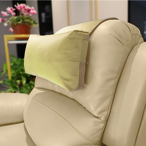 AmazeCov Rutschfestes Kopfkissen für Relaxsessel - Nackenstützkissen mit Samtbezug zur Schmerzlinderung zu Hause, im Büro und auf Reisen (Beige)