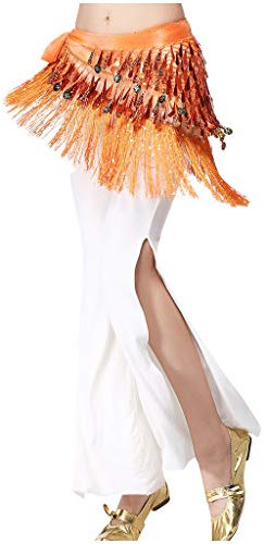 Bauchtanz Kostüm Damen Mädchen Chiffon Bauchtanz Gürtel Pailletten Bauchtanz Rocke Hüfttuch Münztuch Rave Outfit Frauen Karneval Festival Kostüm