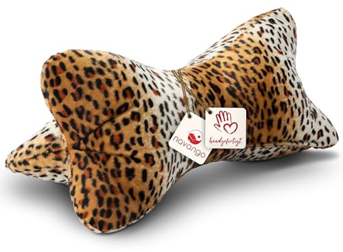 Navango® Cuscino da Lettura Leopardato | ca.40x18cm | Cuscino Cervicale | Rivestimento Morbido, Peloso | Lavabile a 30° | Cuscino Sedia Ufficio | Supporto Tablet Letto, Ergonomico