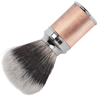 Soft Foaming Beard Brush, Aluminum Alloy Synthetic Curved Handle Beard Foaming Brush for Home (Rose Gold)