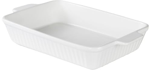 Auflaufform Groß Weiß, 38 cm Auflaufform Keramik mit Griff für Lasagne Tiramisu Aufläufe