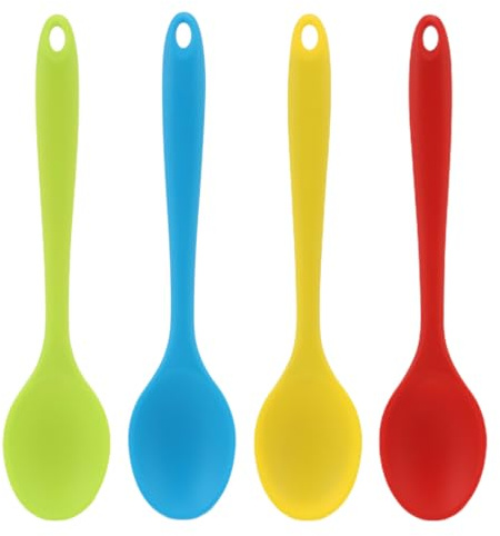 4 cucharas de silicona cuchara de servir cuchara antiadherente juego de utensilios de cocina de silicona resistente al calor r Cucharas Silicona Pequeñas Multicolores Cuchara Antiadherente Cocina