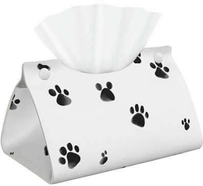 Rechteckiges Taschentuchbox-Set mit Katzen-Fußabdrücken, aus PU-Kunststoff, für Nachttisch, Esstisch, Auto, Schlafzimmer, Büro, Wohnzimmer
