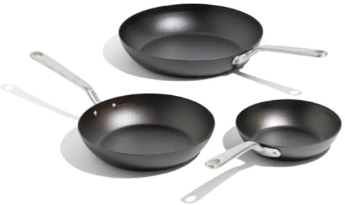 Made In Cookware - 3 Piece (Includes 8,10,12) Seasoned Carbon Steel Frying Pan - Professional Cookware - Crafted in Sweden - Induction Compatible