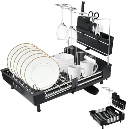 KYYGKY Scolapiatti da Appoggio Scola Piatti Lavandino Scolapiatti da Lavello Vaschetta Raccogligocce Scolapiatti Espandibile Scolapiatti Lavandino Estensibile Scolapiatti Estensibile per Lavello