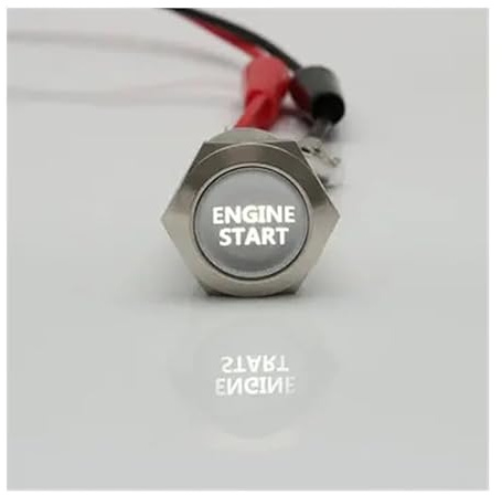 5pcs 16/19/22mm Latching Reset Flat Round Engine Start Symbol Text 12V Led Lighted 1NO 1NC Metal Push Button Switch IDGTTLDF(White,LATCHING (FIXED)_22MM_3-6V)