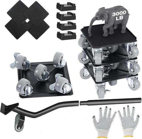 Tapvai Set professionale per il trasporto mobile, 5 rotelle per mobile e 1 leva di carico (con cuscinetti antiscivolo), girevole a 360° e bloccabile