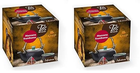 Ship - Infusión de Manzana y Frambuesa - Caja de 15 Pirámides - Con Funda - Contribuye la Pérdida de Peso y Mejora el Funcionamiento del Organismo - No Contiene Teína - Infusiones y Tés (Paquete de 2)