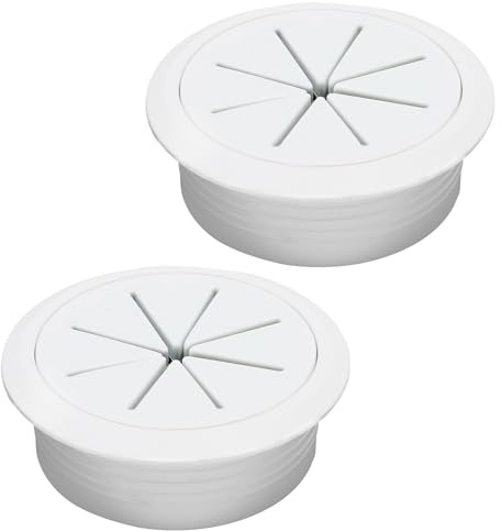 Desk Grommet 2 (50 mm), Desk Hole Cover for Cables White, Cable Grommet ABS Plastic, Desk Hole Grommet for Office and Home Table Cable, Detachable & Flexible Cable Cord Organizer-2 Pcs