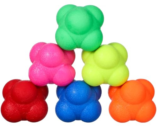 BESPORTBLE Set 6-Pack - Six-Sided Agility Reflex Training Balls for Speed Coordination and Hand-Eye Training - Compact 1.57In Fitness Exercise Balls for Baseball Tennis Badminton