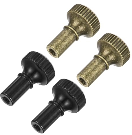 sourcing map 4Pcs Lamp Turn Knob On/Off Lamp Switch Replacement Brass Light Switch Knob Lamp Knob Lamp Switch Extension 19mm Length for Lamp Socket, Bronze, Black