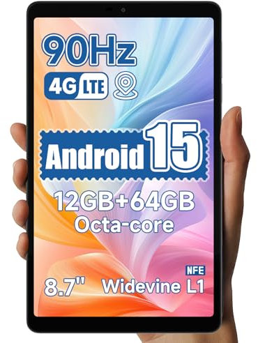 ALLDOCUBE iPlay 60 mini Android 15 tablet 8,7 pollici, alta frequenza di aggiornamento 90Hz, 12GB+64GB+512GB esteso, WidevineL1 Netflix, Octa-core T606, doppi altoparlanti, audio 3,5 mm, GPS, 4G LTE