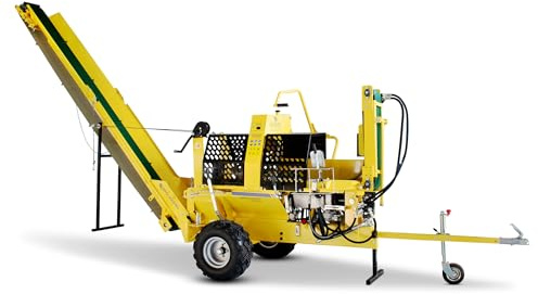 BAMATO Sägespaltautomat WPO-400PRO mit Förderband Benzin Holzspalter 20t | Leistungsstarker 8,3kW Benzin-Sägespaltautomat mit 20t Spaltkraft, Förderband, 6-fach Spaltkreuz und robusten ATV-Reifen