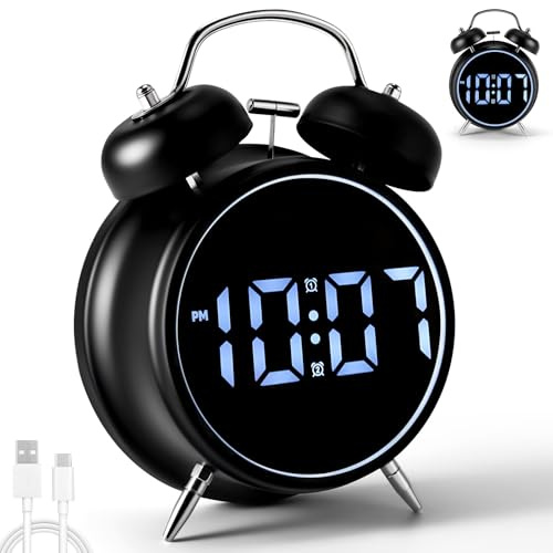 PCXWTLN Wecker mit Naghlight, Reisewecker Wecker Laut für tiefschläfer Sprachsteuerung, Temperaturanzeige, Batteriebetrieben Alarm Clock Retro Analoger Weckuhr für Kinder Erwachsene Senioren