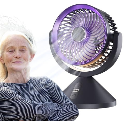 Genérico Ventilador De Mesa Con Circulación De Aire,Ventilador De Aire Recargable USB Para Mesa Con Luz LED - Enfriador De Escritorio Para Relajación Trabajo Y Estudio