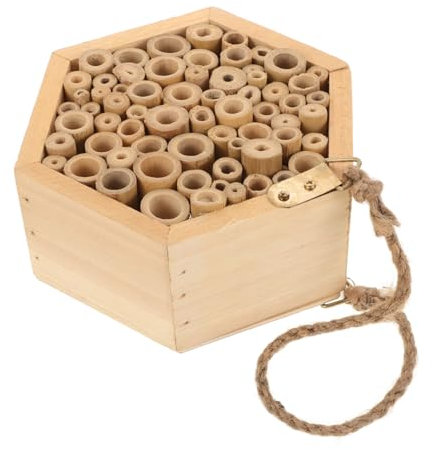 ibasenice Holz Bienenhaus Bienenhotel Aus Holz Für Draußen Handgefertigt Insektenhaus Für Garten Oder Natürlicher Lebensraum Für Bienen Und Schmetterlinge