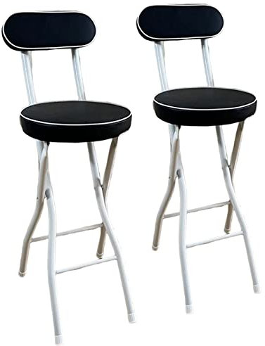 Set di 2 sgabelli alti pieghevoli da bar con poggiapiedi, sedile imbottito in poliuretano resistente, sedia da bar con schienale, sgabello pieghevole da cucina e colazione, capacità 136 kg, bianco e