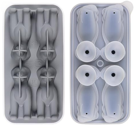 Moule de glaçons, plateau de glaçons de forme de chien en silicone à 4 trous, moule à glaçons à glace animale 3D Labrador, moule à glace réutilisable pour le whisky à cocktail (Gris)