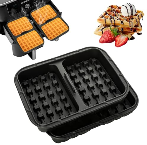Cozary Stampi Per Waffle In Silicone Da 2 Pezzi – Compatibile Con Ninja AF400EU, AF451EU, AF500EU, Teglia Silicone Friggitrice Ad Aria, Lavabile In Lavastoviglie, Riutilizzabile