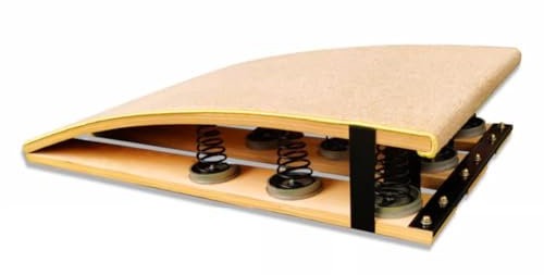 MegLob Heavy Duty Gymnastics Springboard, Professional Backflip Practice Springboard for Cheerleaders, Curved Spring Board with Steel Spring & Jump Pad, for Home/Gym/School,4 Springs