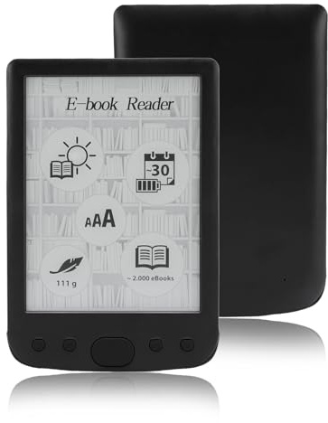 VBESTLIFE Lector de 6 Pulgadas E, Pantalla Táctil Grande con 800x600 de Alta Resolución, Papel como Pantalla para Protección para los Ojos, Admite PDF Epub Mobi (8G)