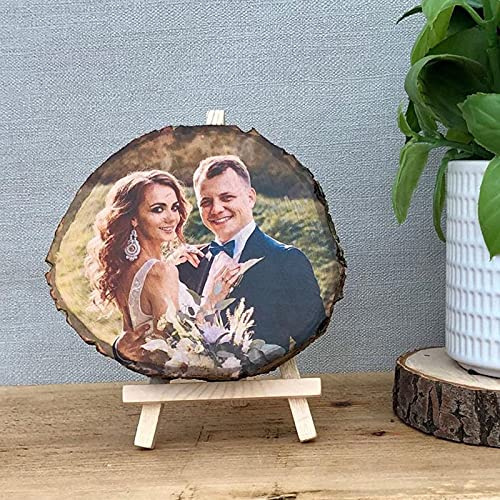 Bemaystar Personalisierte Geschenke, Fotogeschenke mit Eigenem Foto, Leinwand Personalisiertes Foto für Geburtstagsgeschenk, Hochzeitsgeschenk | Desktop-Dekoration Andenken, Naturholz-15cm