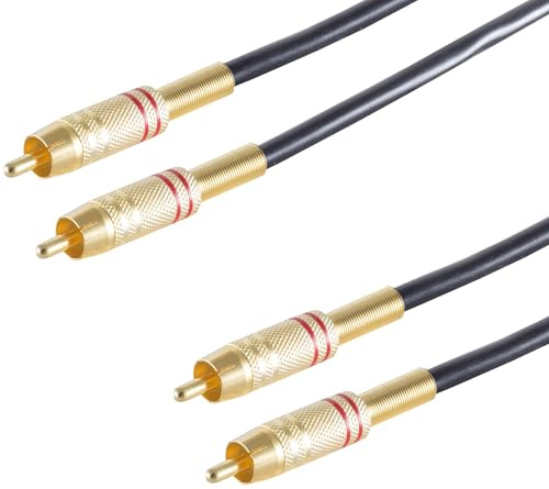 1aTTack.de 1 x 10 m - Câble RCA en métal - 2 fiches RCA en métal plaqué or - Capots vissables - Câble de connexion audio HiFi stéréo de qualité supérieure
