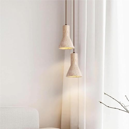 Lampada a sospensione in pietra gialla da tavolo, in legno massello, con paralume in pietra, decorazione artistica, lampada a sospensione gialla con attacco E26 per sala da pranzo, soggiorno, camera d