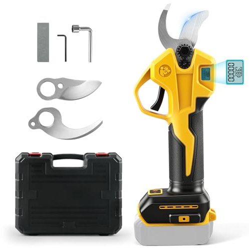 WingFly Batteridriven grensax, elektrisk trädgårdssax, kompatibel med Dewalt 18V, 20V-batterier, LCD-display, max 28 mm skärdiameter lämplig för rabatter, trädgårdar, grenar (utan batteri och laddare)