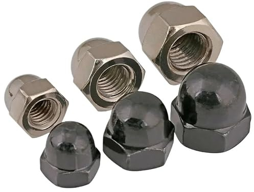 M3-M12 Hutmuttern aus Kohlenstoffstahl – Nickel/schwarz verzinkt, Sechskant-Dommuttern nach GB923-Standard(Ni-plated,M5(20pcs))