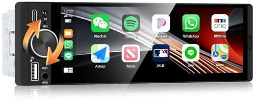 CAMECHO 6.28 Zoll HD Touchscreen Autoradio mit Drahtlos CarPlay Android Auto,1 Din Carplay Radio mit Bluetooth GPS Navi, WiFi, FM,USB,AUX,Type-C+Lenkradsteuerung